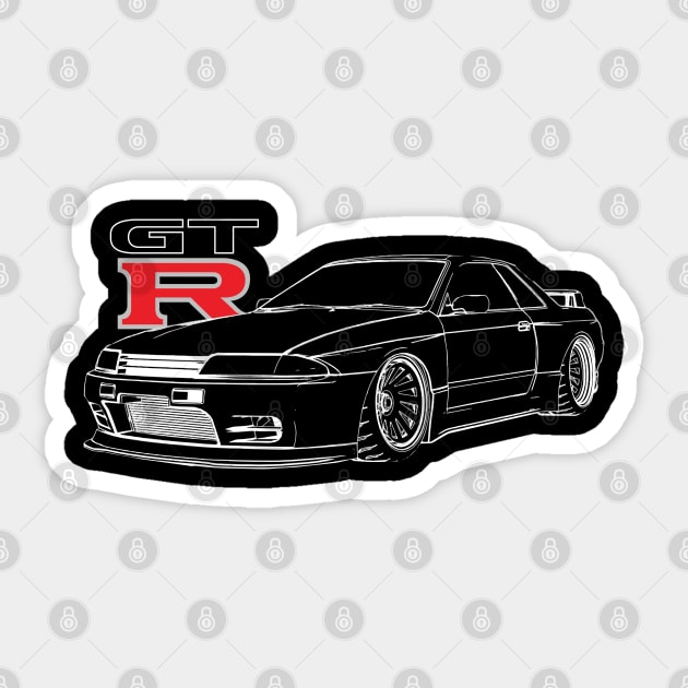 R32 GTR Skyline - Line Graphic Sticker by cowtown_cowboy